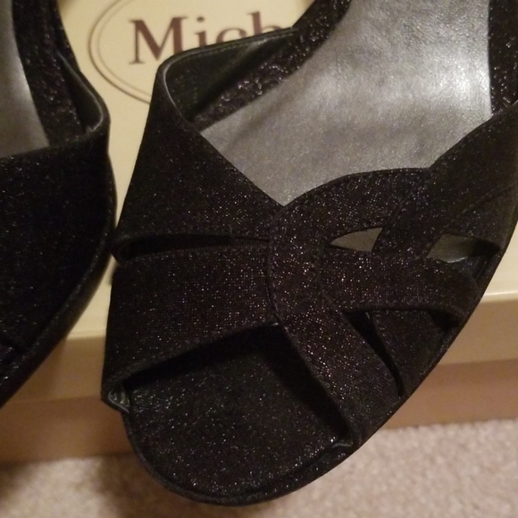 Michelle D Glitzy Black Satin Heel Size 9M - Picture 4 of 4
